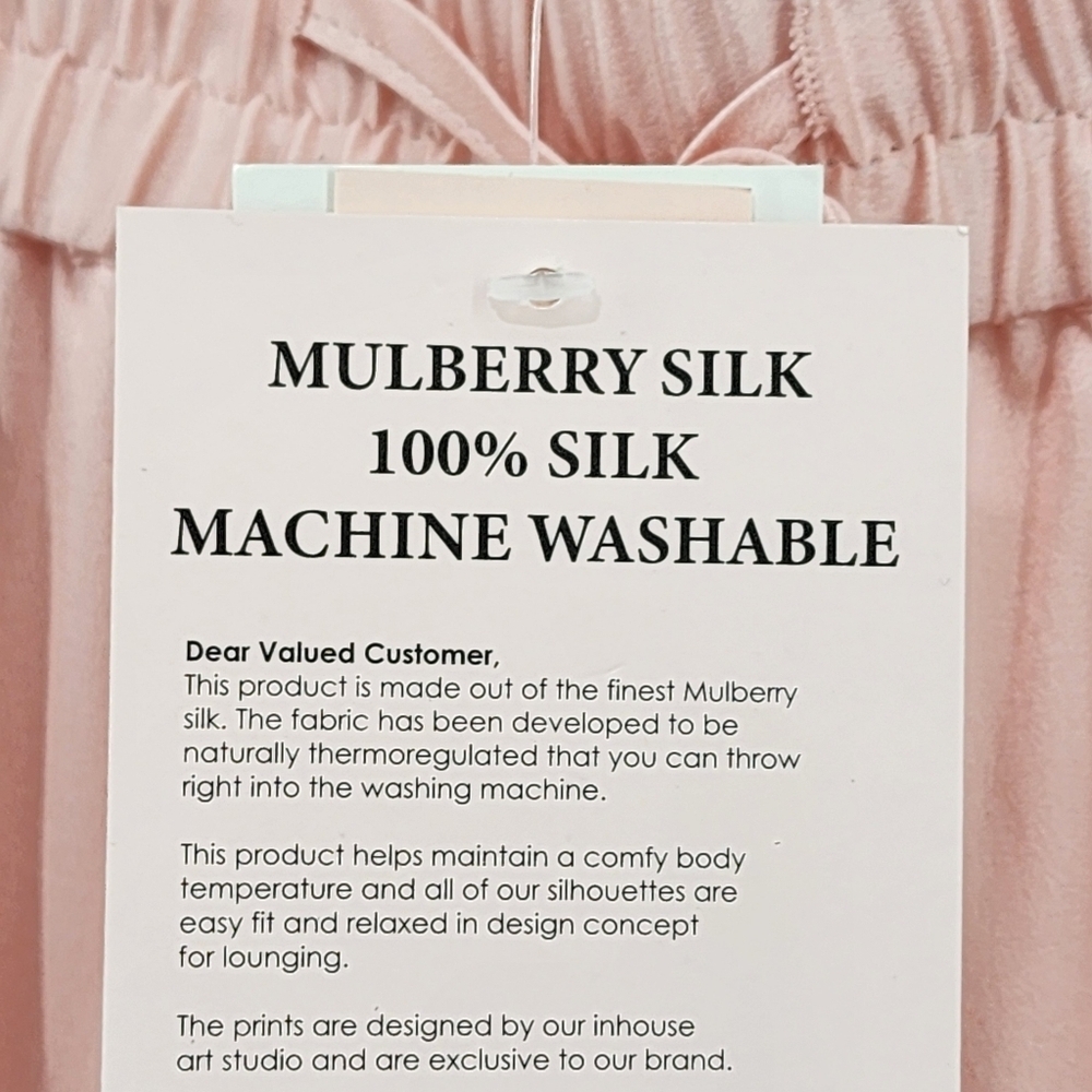 Badgley Mischka Women's 100% Mulberry Silk Ombre Wide Leg Lounge Pajama Pants - Picture 9 of 9